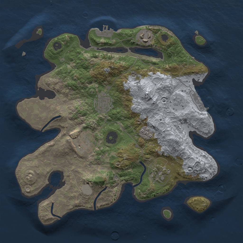 Rust Map: Procedural Map, Size: 2961, Seed: 13834, 12 Monuments