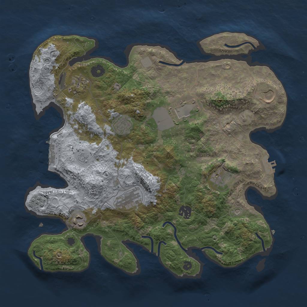 Rust Map: Procedural Map, Size: 3500, Seed: 48372135, 18 Monuments