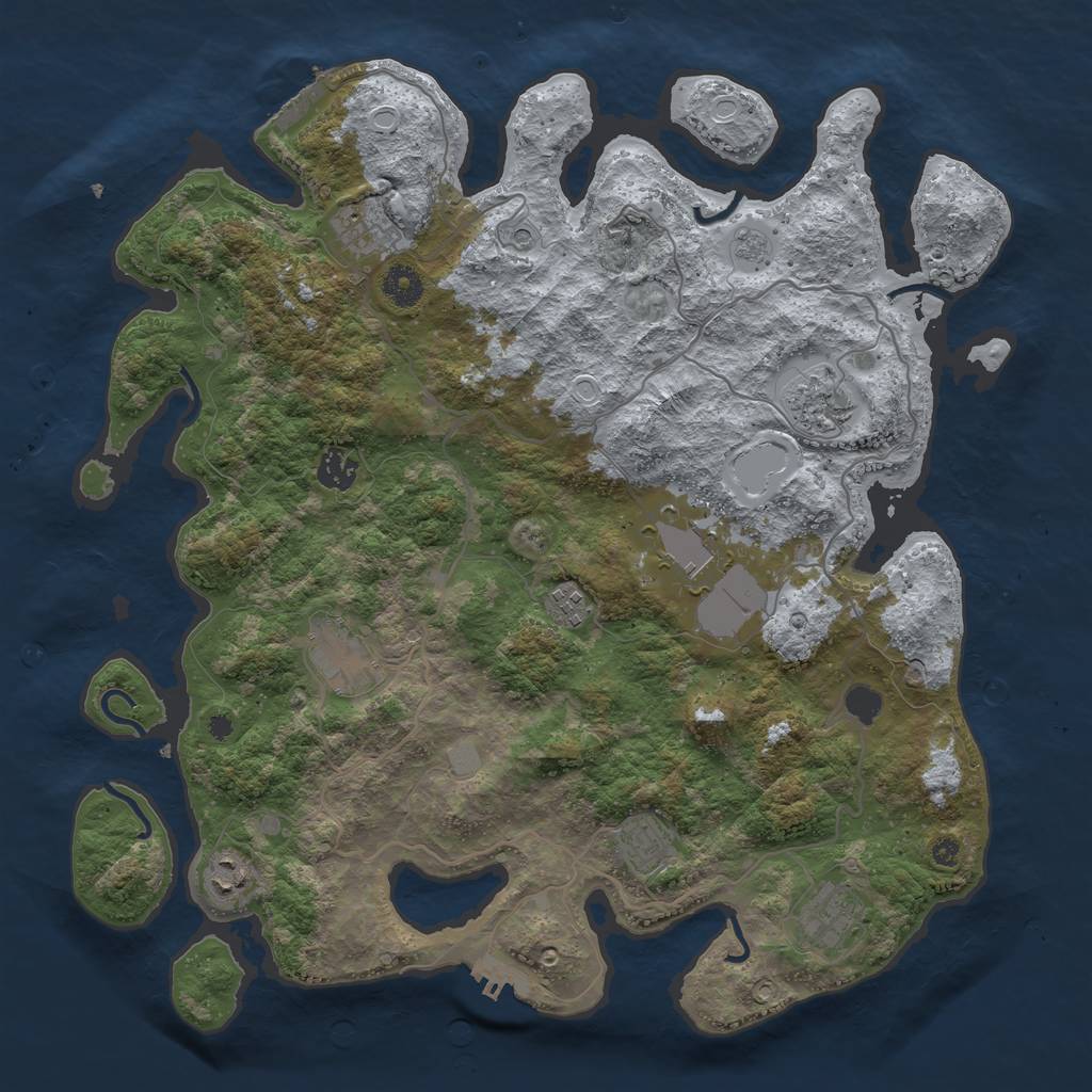 Rust Map: Procedural Map, Size: 4000, Seed: 812439228, 16 Monuments