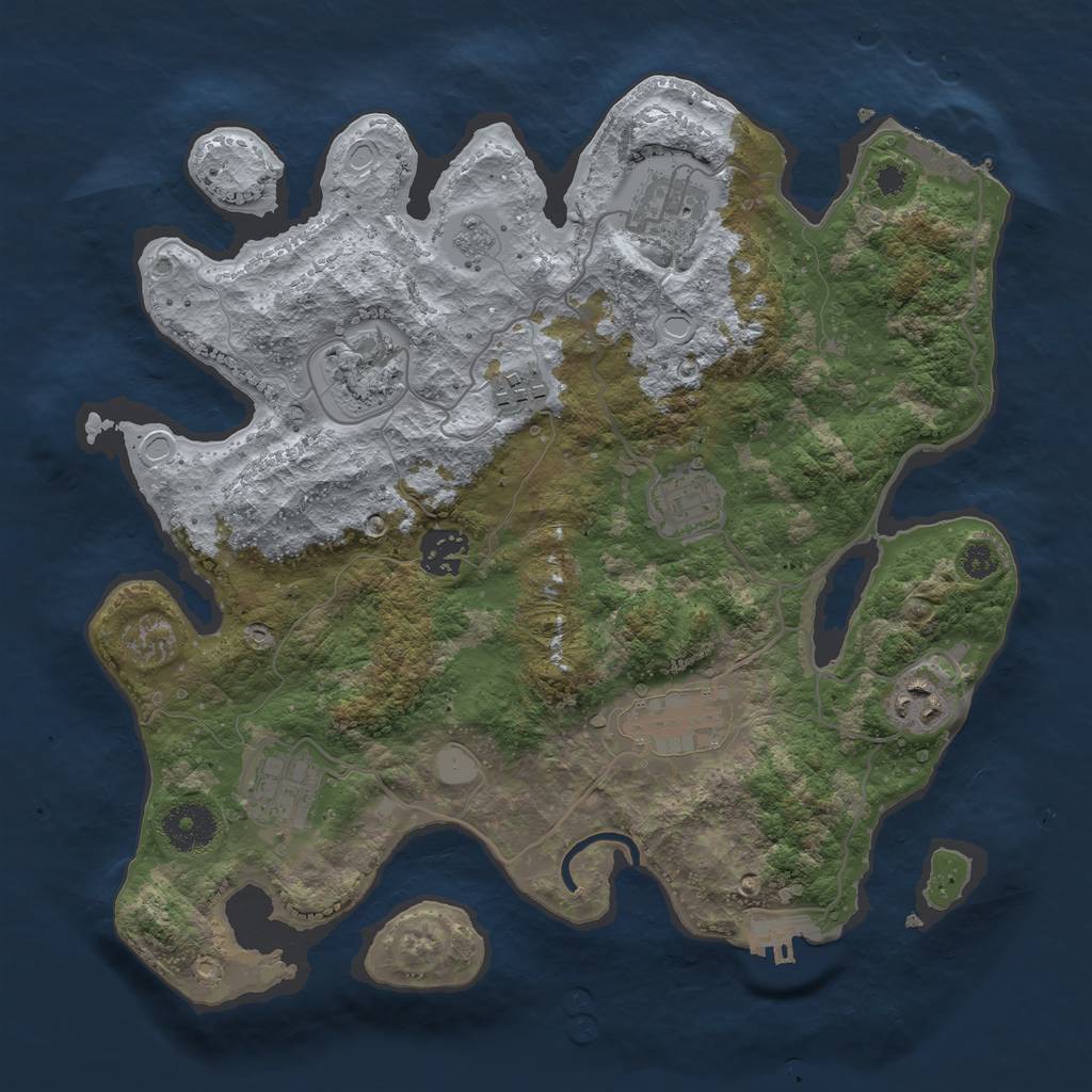 Rust Map: Procedural Map, Size: 3300, Seed: 100276, 14 Monuments