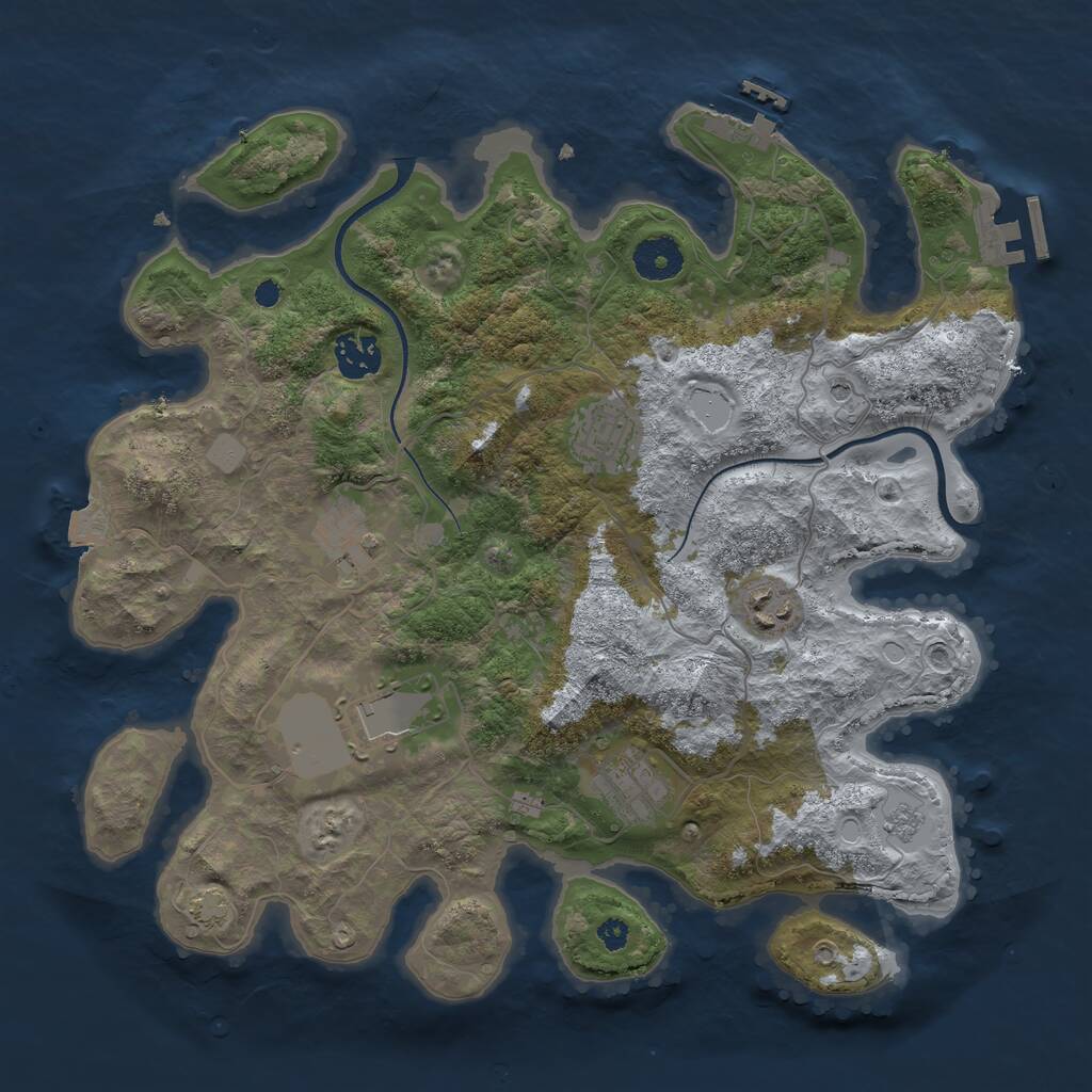 Rust Map: Procedural Map, Size: 3500, Seed: 47014912, 12 Monuments