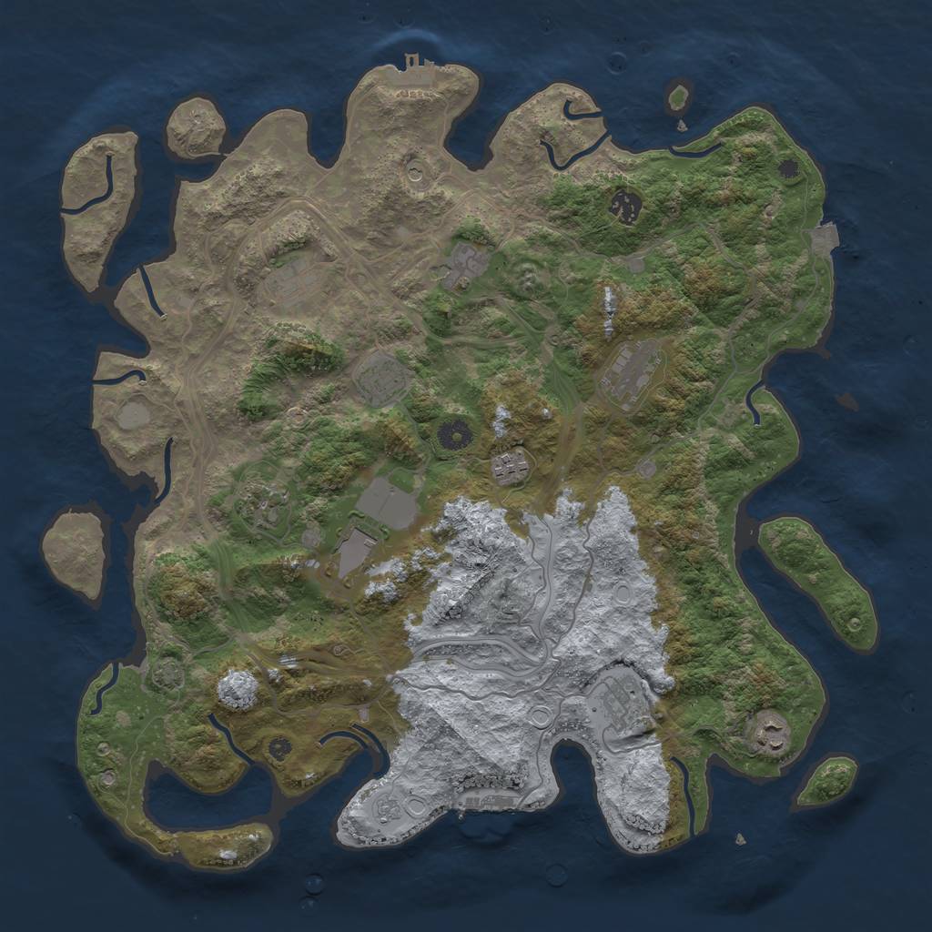 Rust Map: Procedural Map, Size: 4250, Seed: 707427846, 18 Monuments