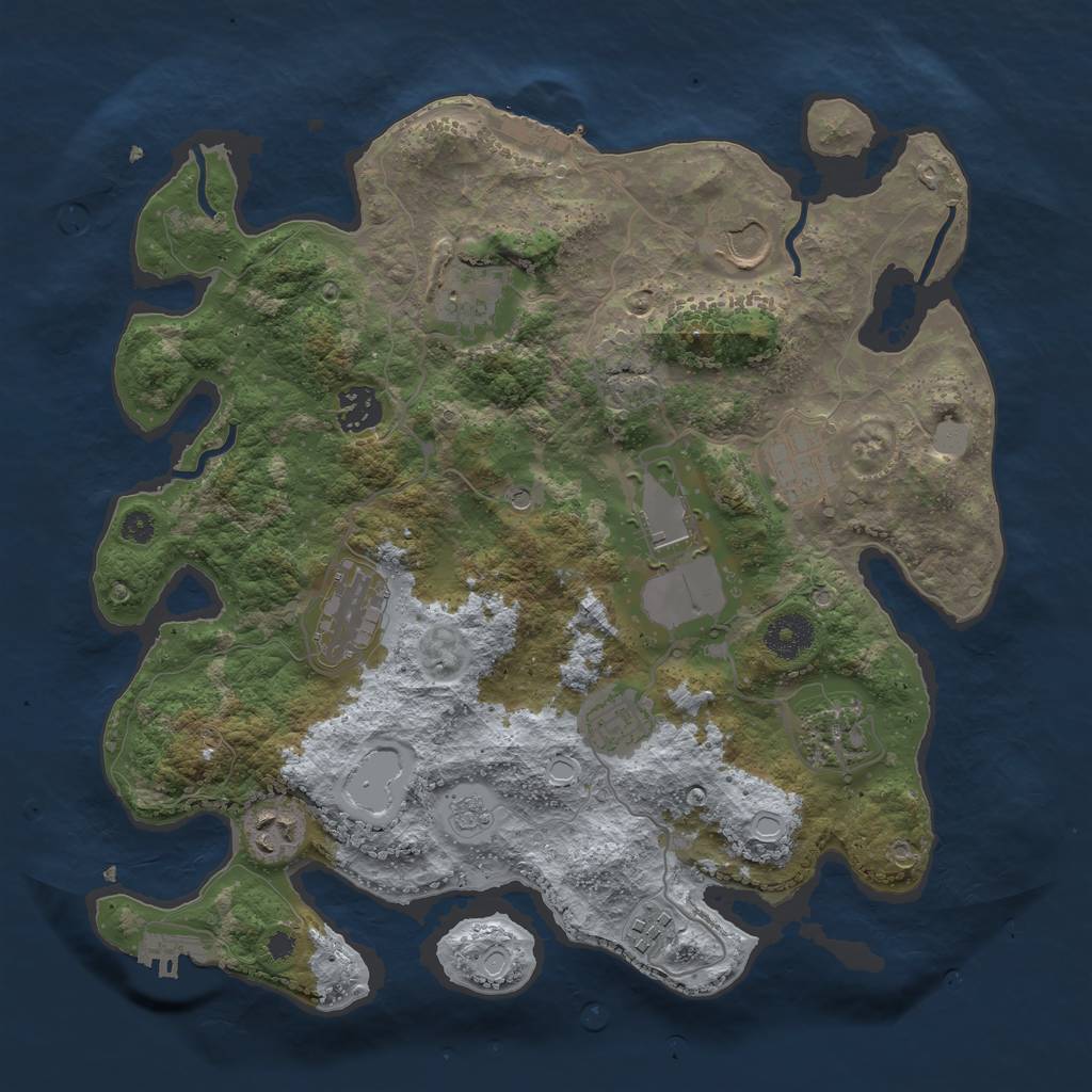 Rust Map: Procedural Map, Size: 3500, Seed: 1408179837, 19 Monuments