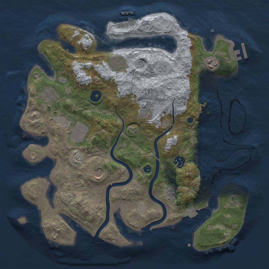 Rust Map: Procedural Map, Size: 3500, Seed: 16878742, 14 Monuments