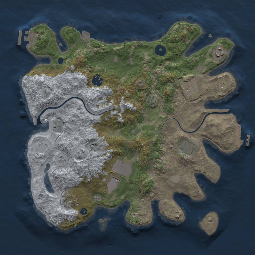 Rust Map: Procedural Map, Size: 3500, Seed: 34409147, 13 Monuments