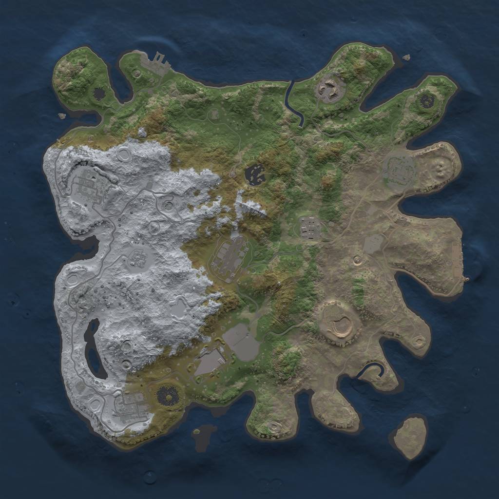 Rust Map: Procedural Map, Size: 3500, Seed: 34409147, 18 Monuments
