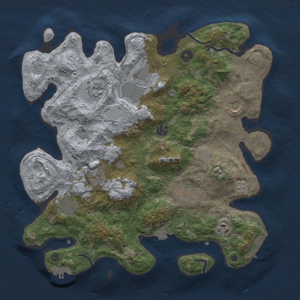 Rust Map: Procedural Map, Size: 3700, Seed: 1172865015, 17 Monuments