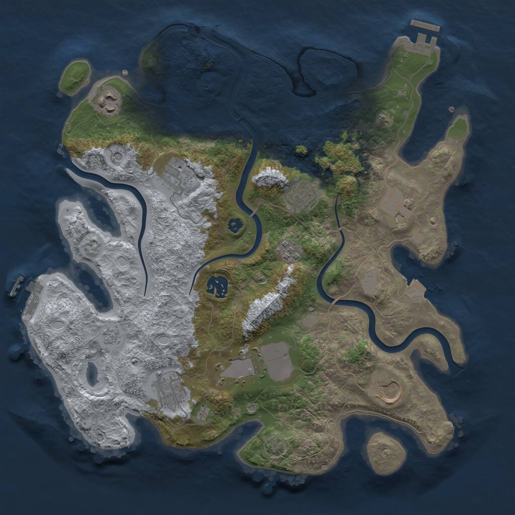 Rust Map: Procedural Map, Size: 3500, Seed: 50832513, 15 Monuments
