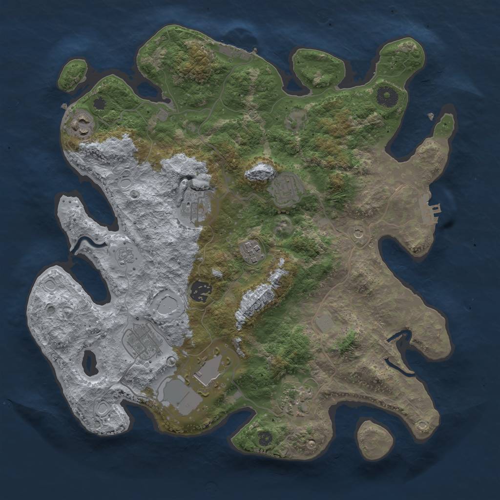 Rust Map: Procedural Map, Size: 3500, Seed: 50832513, 17 Monuments