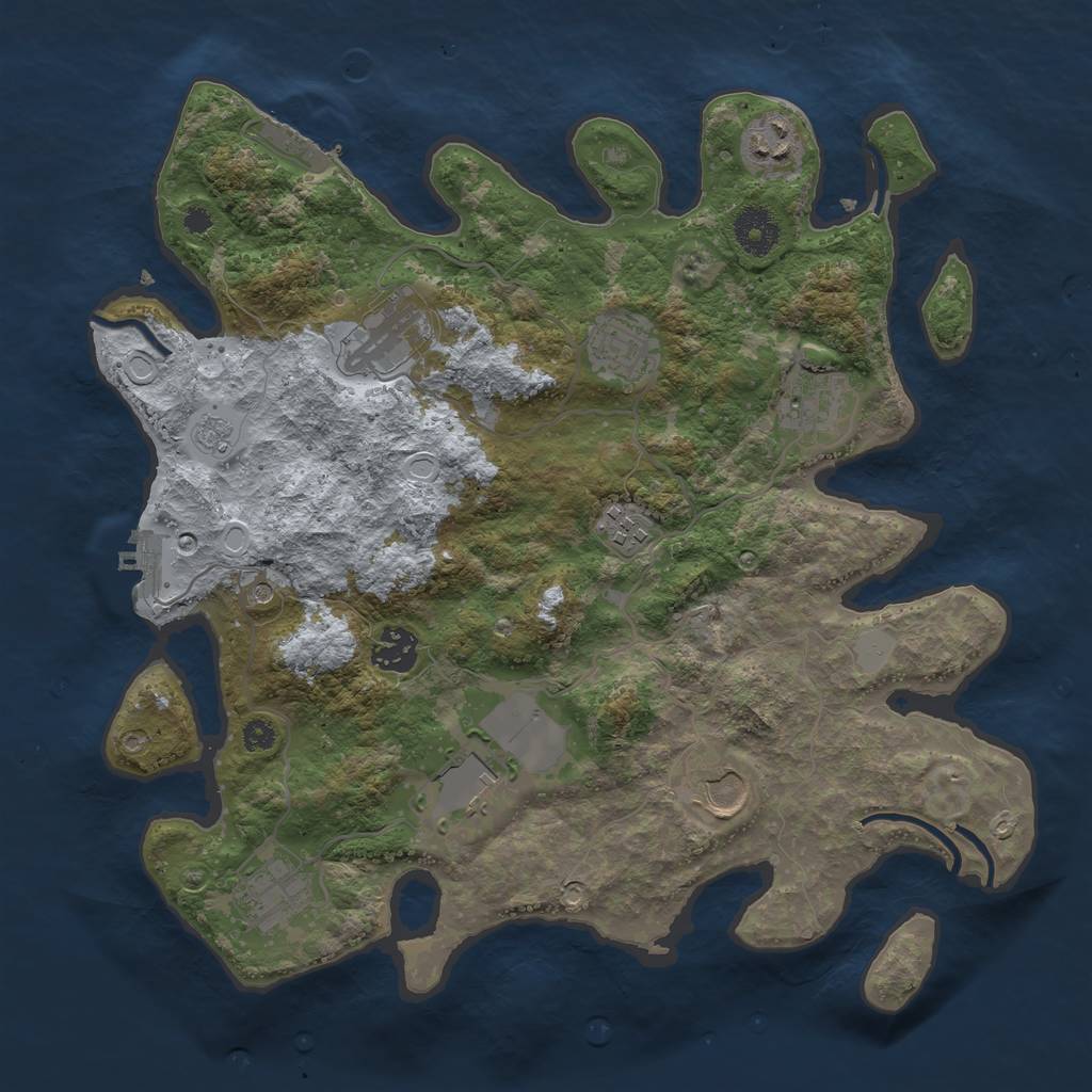 Rust Map: Procedural Map, Size: 3500, Seed: 1377816058, 18 Monuments