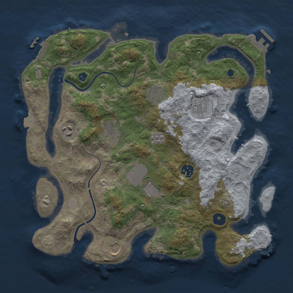 Rust Map: Procedural Map, Size: 3500, Seed: 1980686804, 14 Monuments