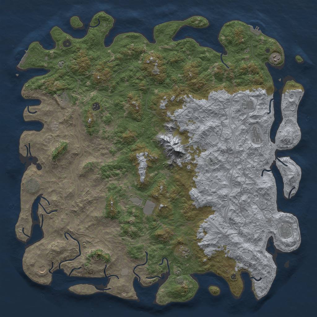 Rust Map: Procedural Map, Size: 6000, Seed: 23457890, 19 Monuments