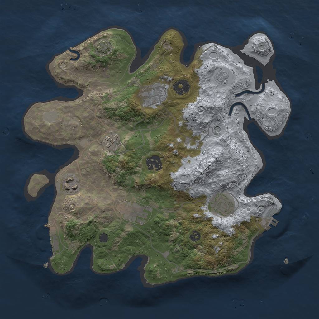 Rust Map: Procedural Map, Size: 3000, Seed: 1393311473, 14 Monuments