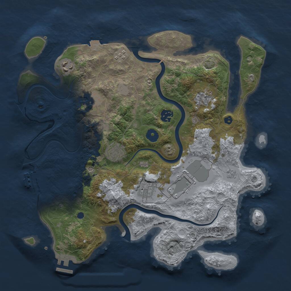 Rust Map: Procedural Map, Size: 3500, Seed: 84842779, 14 Monuments
