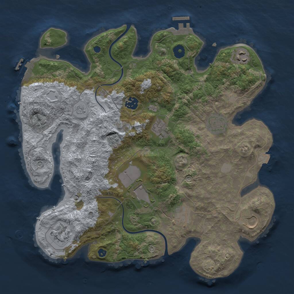 Rust Map: Procedural Map, Size: 3500, Seed: 1512123624, 15 Monuments