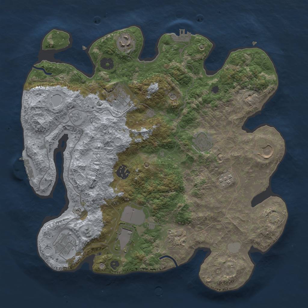 Rust Map: Procedural Map, Size: 3500, Seed: 1512123624, 17 Monuments