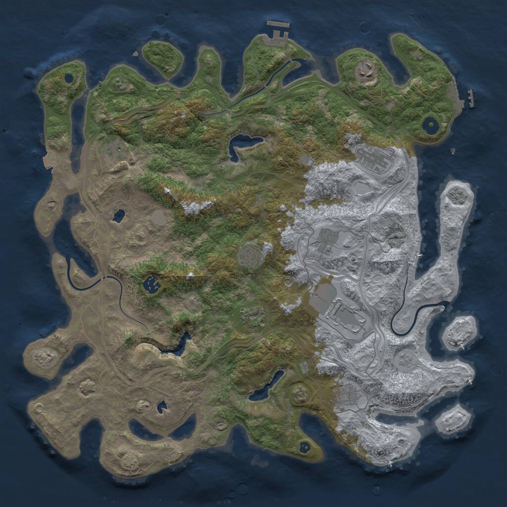 Rust Map: Procedural Map, Size: 4500, Seed: 268650, 16 Monuments