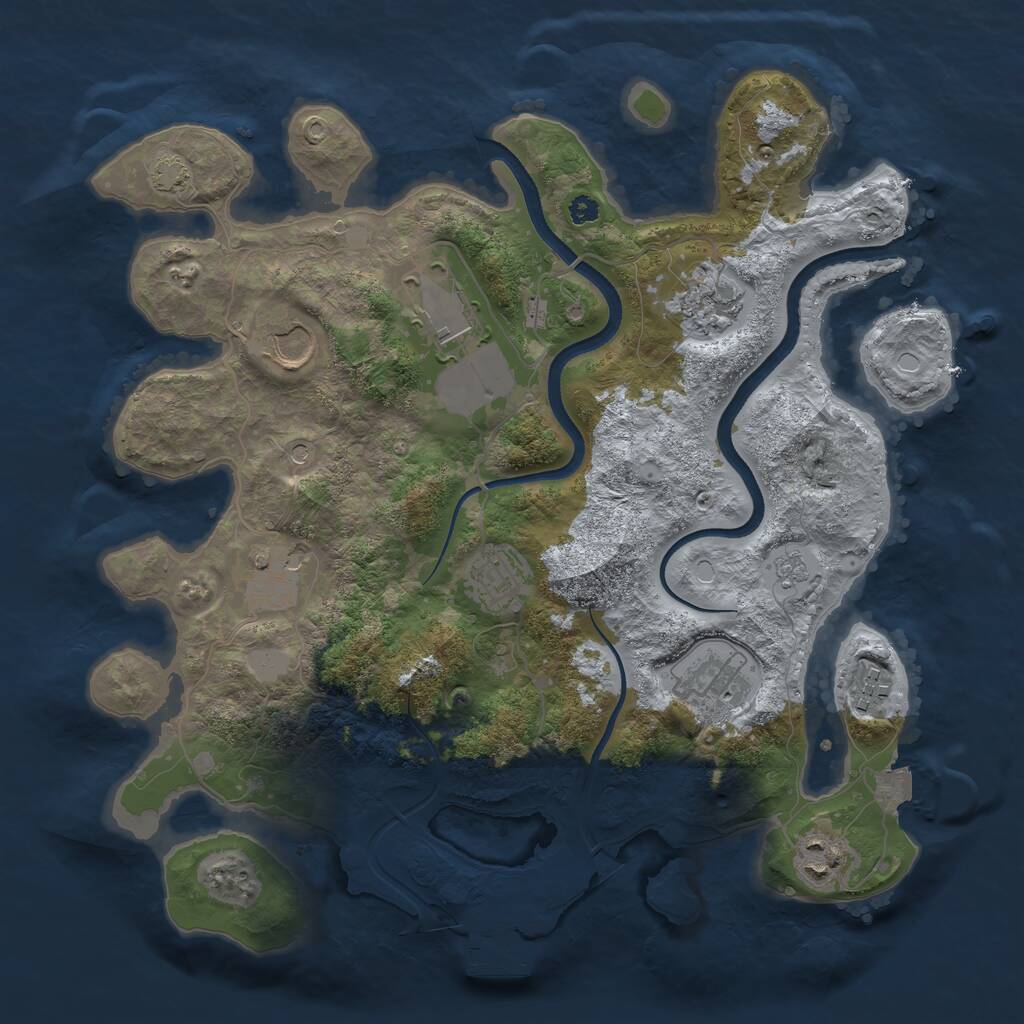 Rust Map: Procedural Map, Size: 3500, Seed: 7711647, 13 Monuments