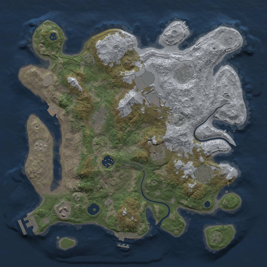 Rust Map: Procedural Map, Size: 3500, Seed: 21065821, 13 Monuments