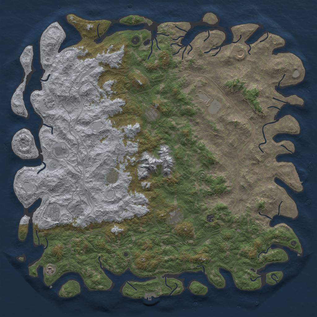Rust Map: Procedural Map, Size: 6000, Seed: 1828190433, 18 Monuments