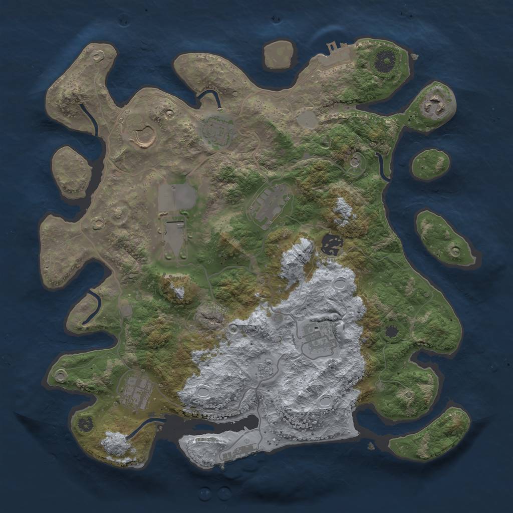 Rust Map: Procedural Map, Size: 3500, Seed: 39810205, 17 Monuments
