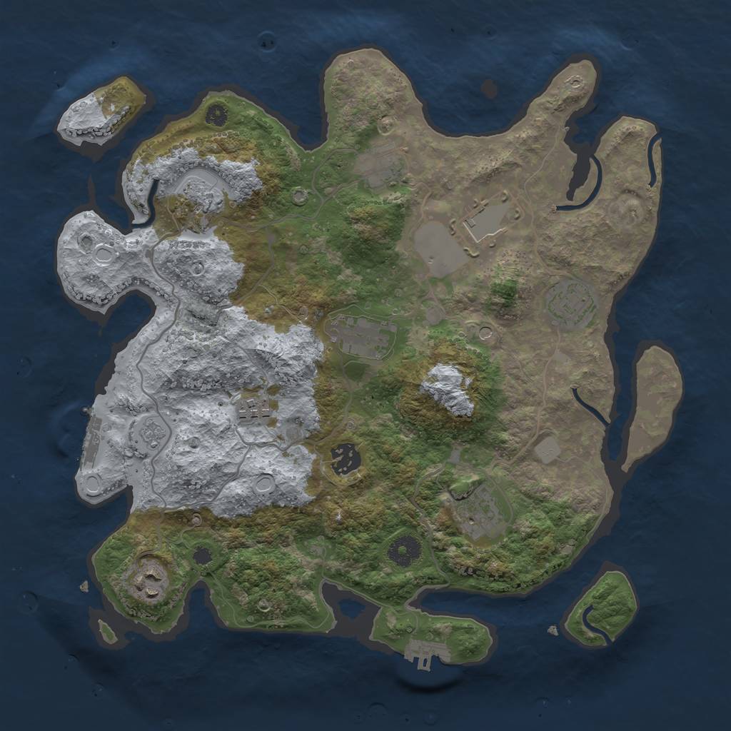 Rust Map: Procedural Map, Size: 3500, Seed: 94395374, 18 Monuments