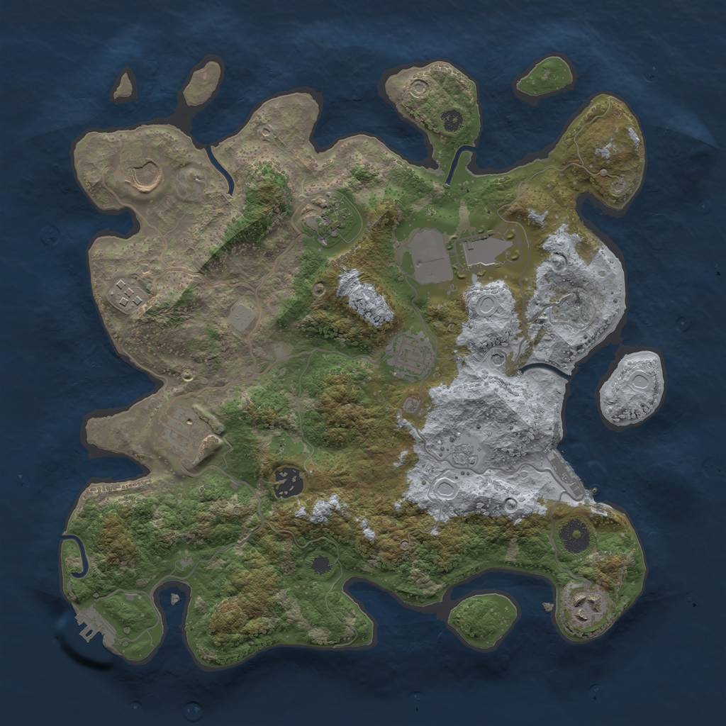 Rust Map: Procedural Map, Size: 3500, Seed: 75882182, 17 Monuments