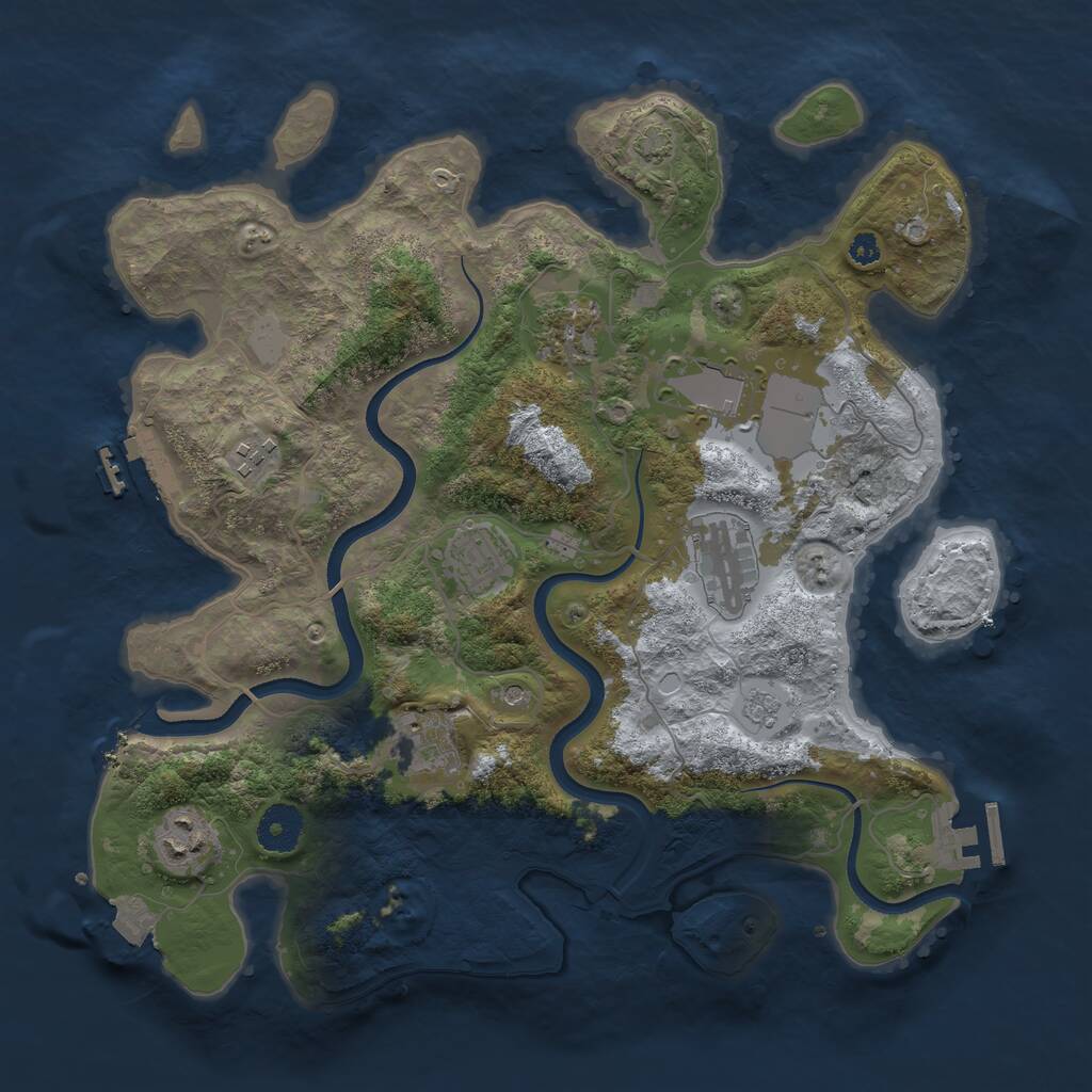 Rust Map: Procedural Map, Size: 3500, Seed: 75882182, 13 Monuments