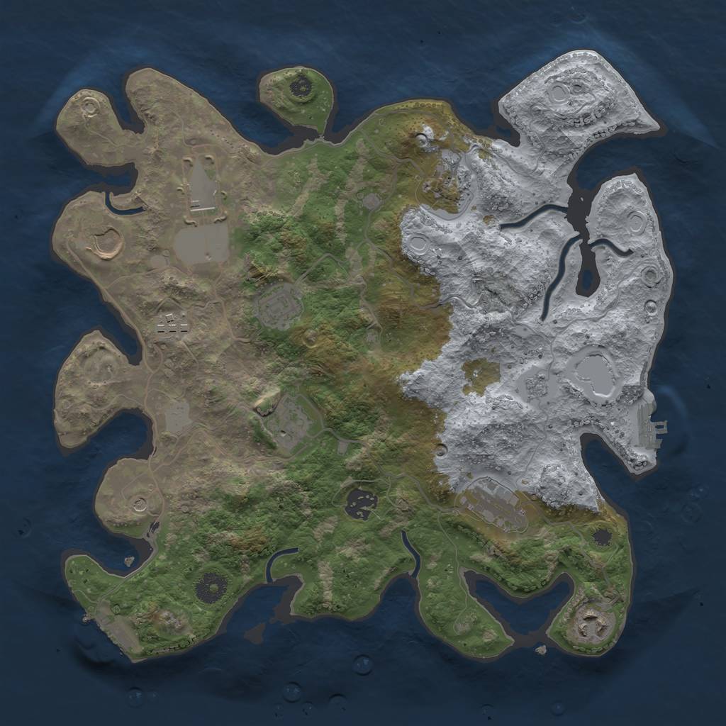Rust Map: Procedural Map, Size: 3500, Seed: 48164683, 18 Monuments