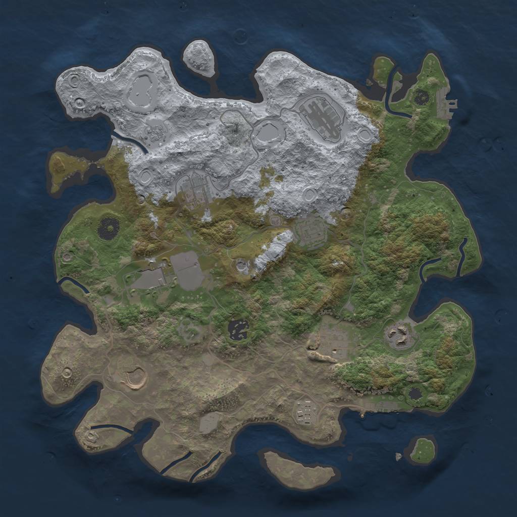 Rust Map: Procedural Map, Size: 3500, Seed: 72711275, 16 Monuments