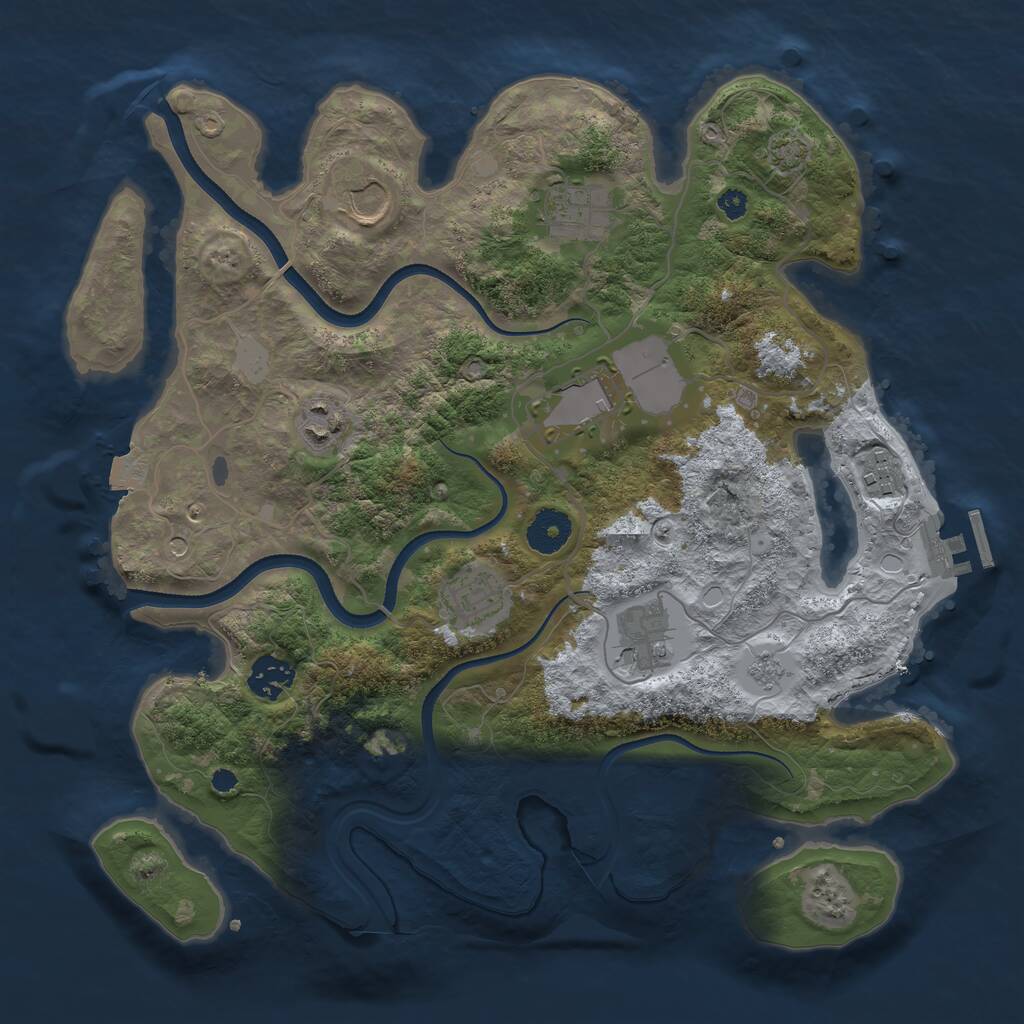 Rust Map: Procedural Map, Size: 3500, Seed: 42164372, 13 Monuments