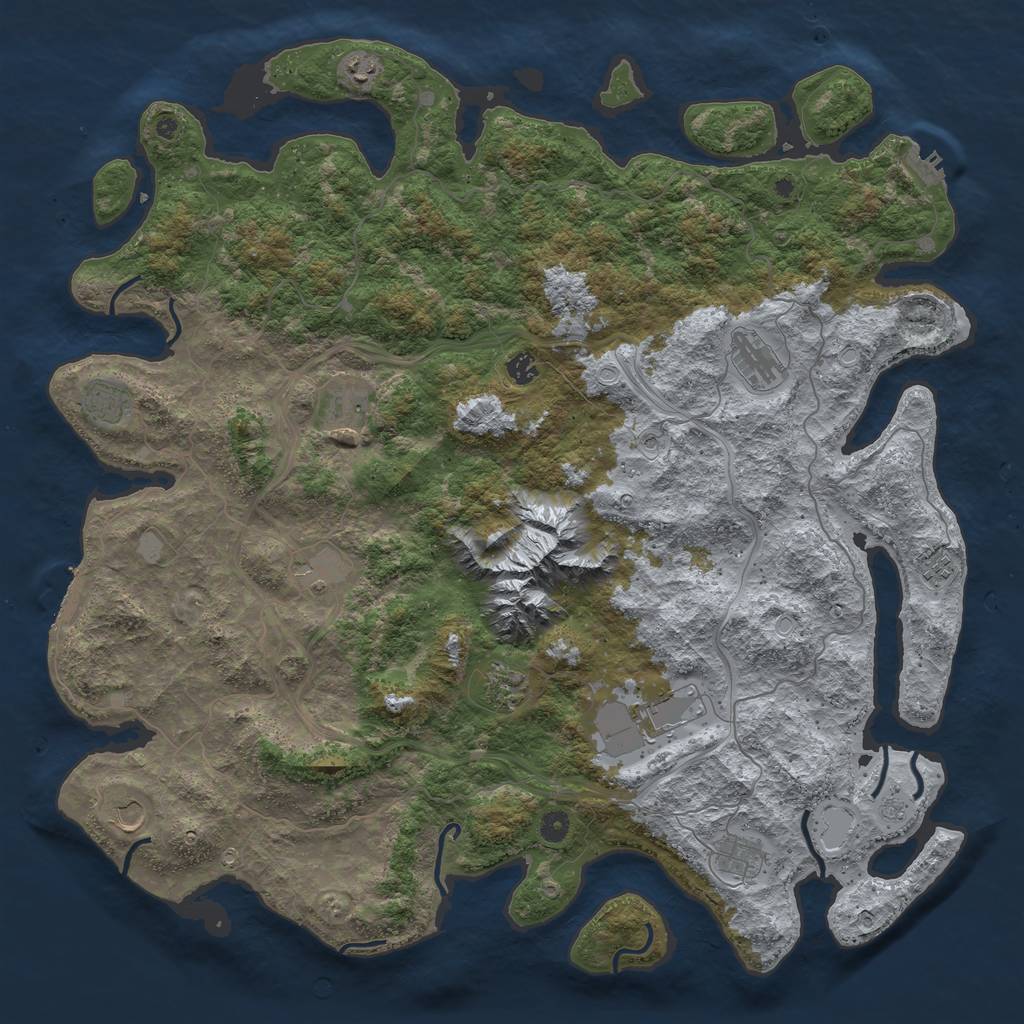 Rust Map: Procedural Map, Size: 5000, Seed: 464782609, 18 Monuments