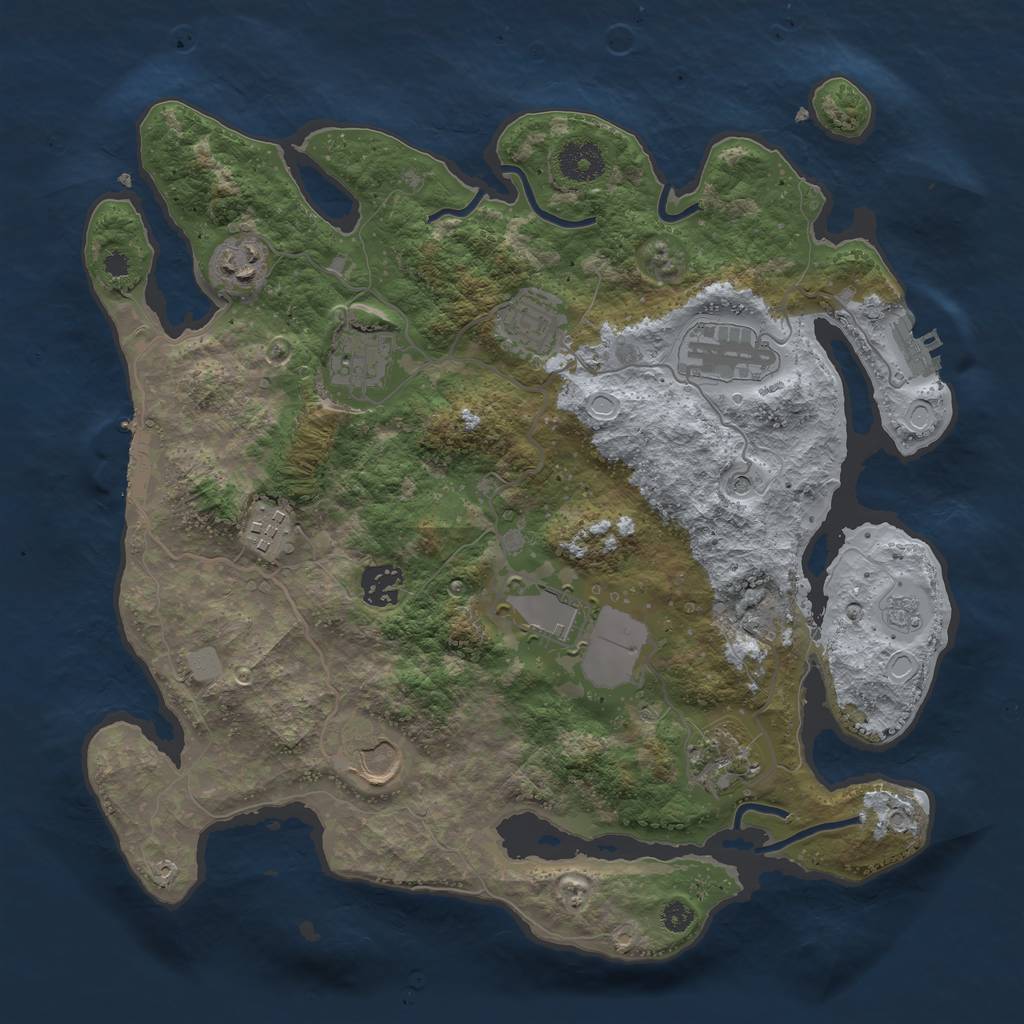 Rust Map: Procedural Map, Size: 3500, Seed: 40141550, 18 Monuments