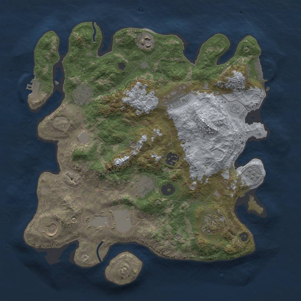 Rust Map: Procedural Map, Size: 3500, Seed: 37816398, 16 Monuments