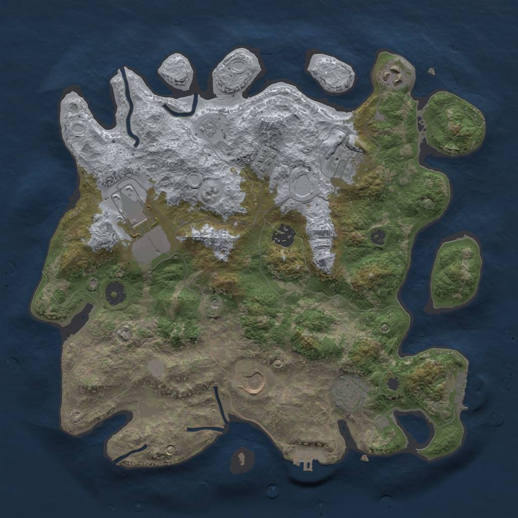 Rust Map: Procedural Map, Size: 3500, Seed: 22233905, 14 Monuments