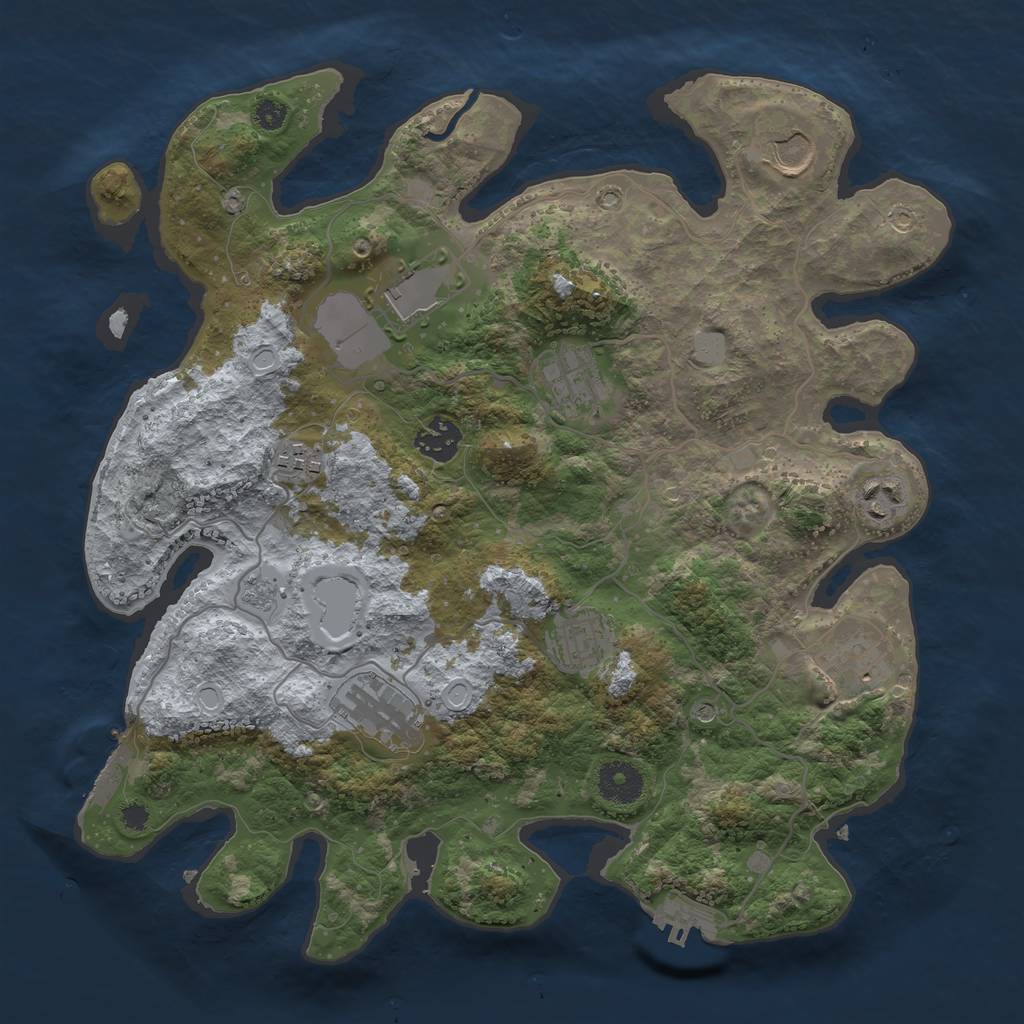 Rust Map: Procedural Map, Size: 3500, Seed: 557388, 18 Monuments