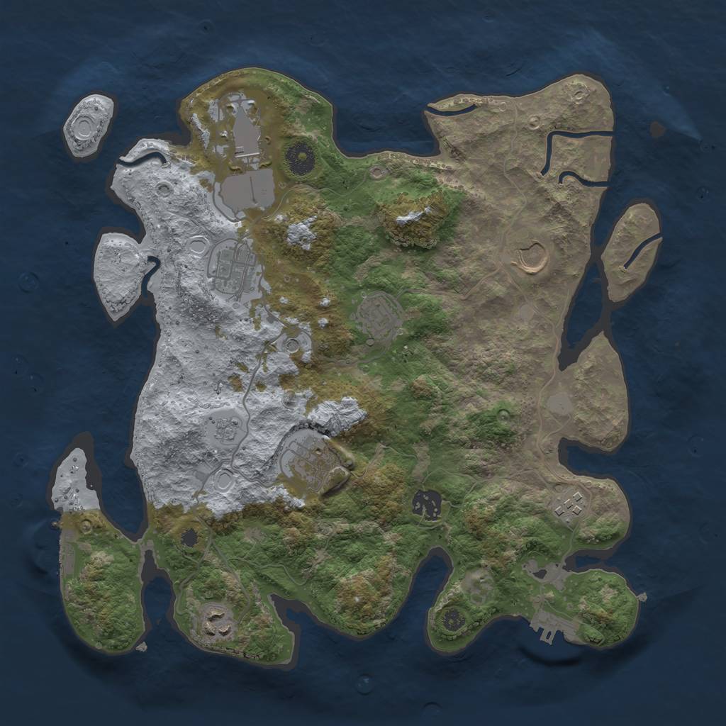 Rust Map: Procedural Map, Size: 3500, Seed: 6186593, 17 Monuments