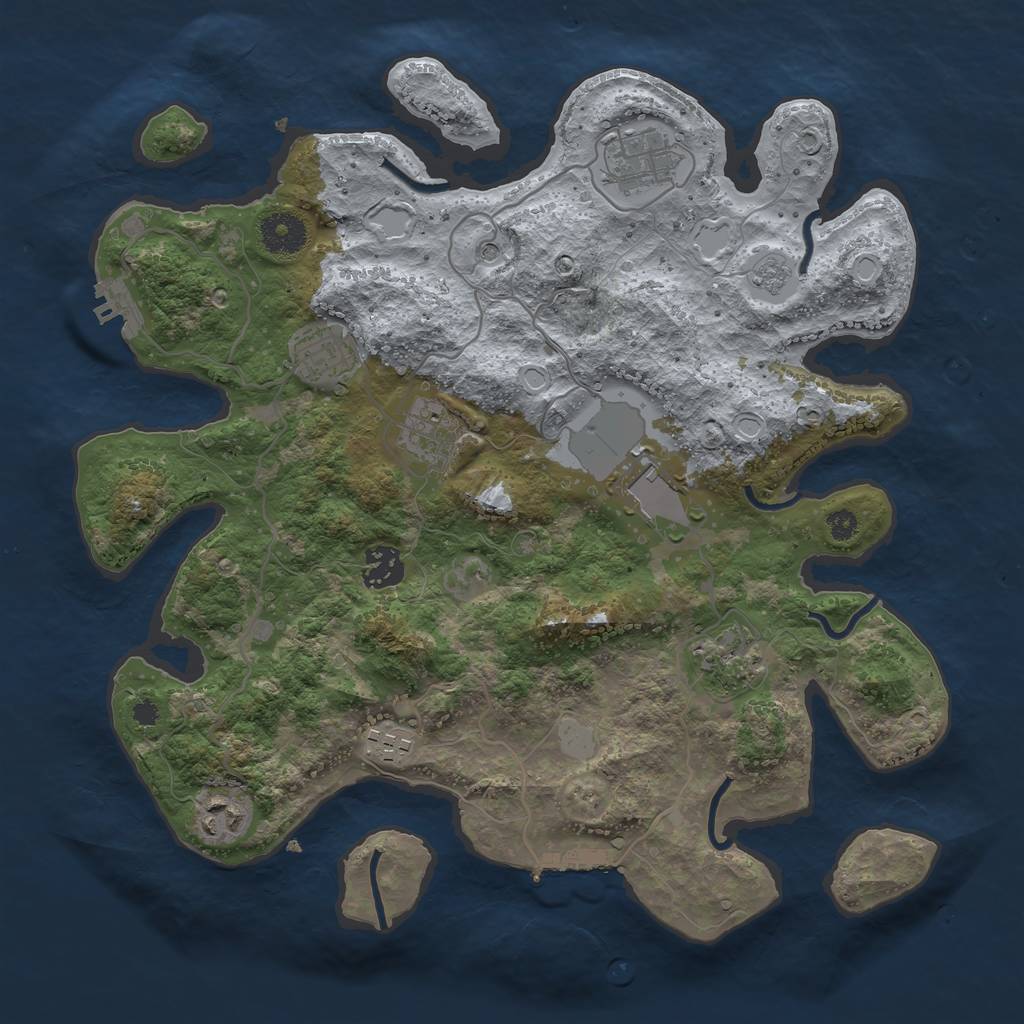 Rust Map: Procedural Map, Size: 3500, Seed: 49943590, 15 Monuments