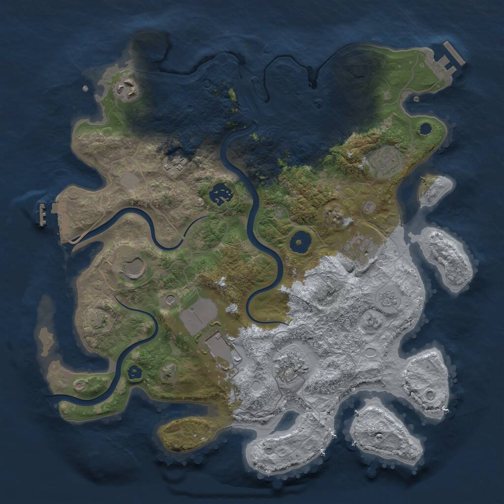 Rust Map: Procedural Map, Size: 3500, Seed: 18355697, 14 Monuments
