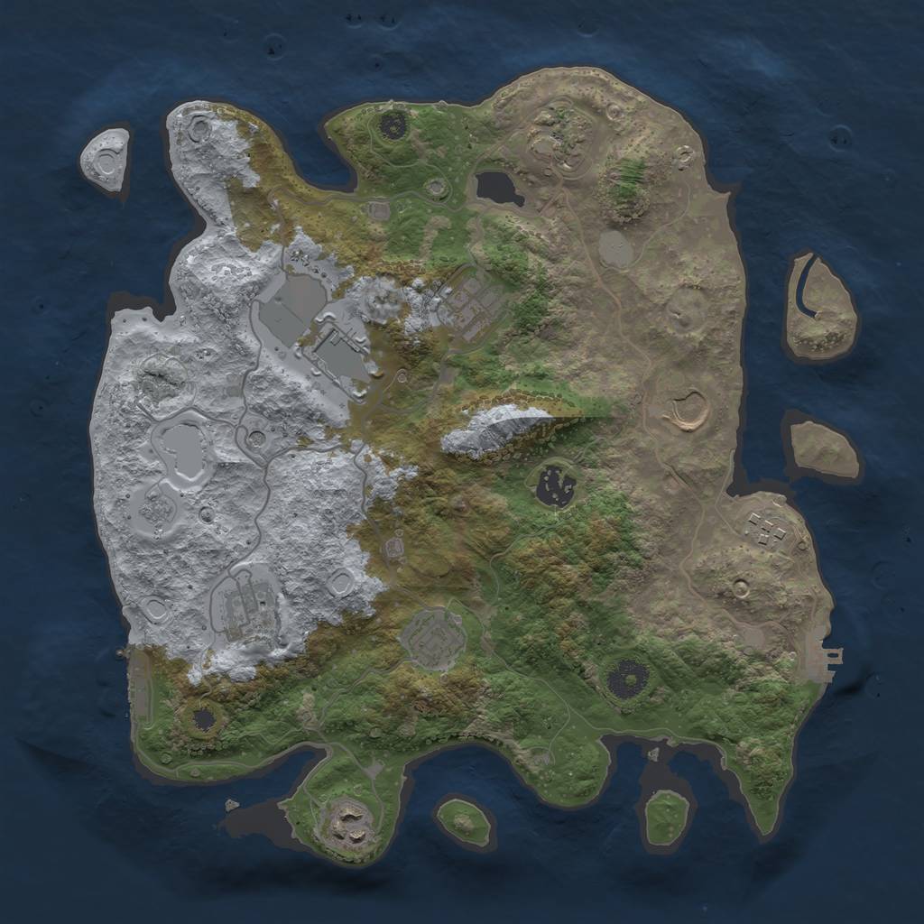 Rust Map: Procedural Map, Size: 3500, Seed: 33789001, 16 Monuments