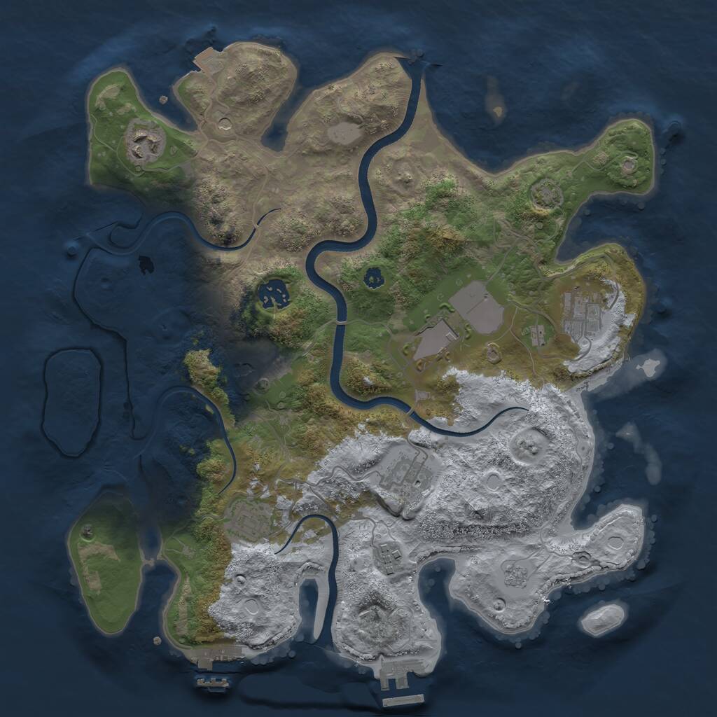 Rust Map: Procedural Map, Size: 3500, Seed: 55693852, 14 Monuments