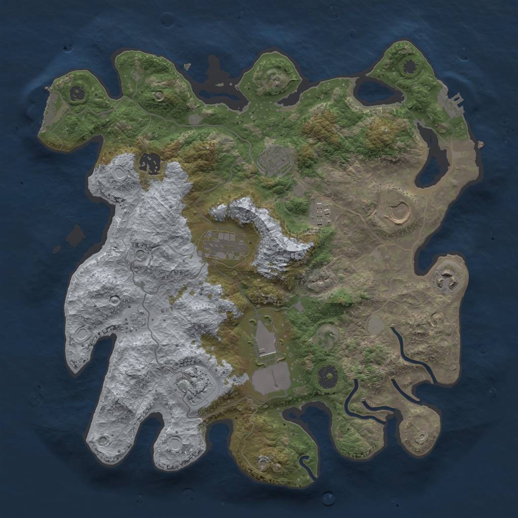 Rust Map: Procedural Map, Size: 3500, Seed: 1251690548, 17 Monuments