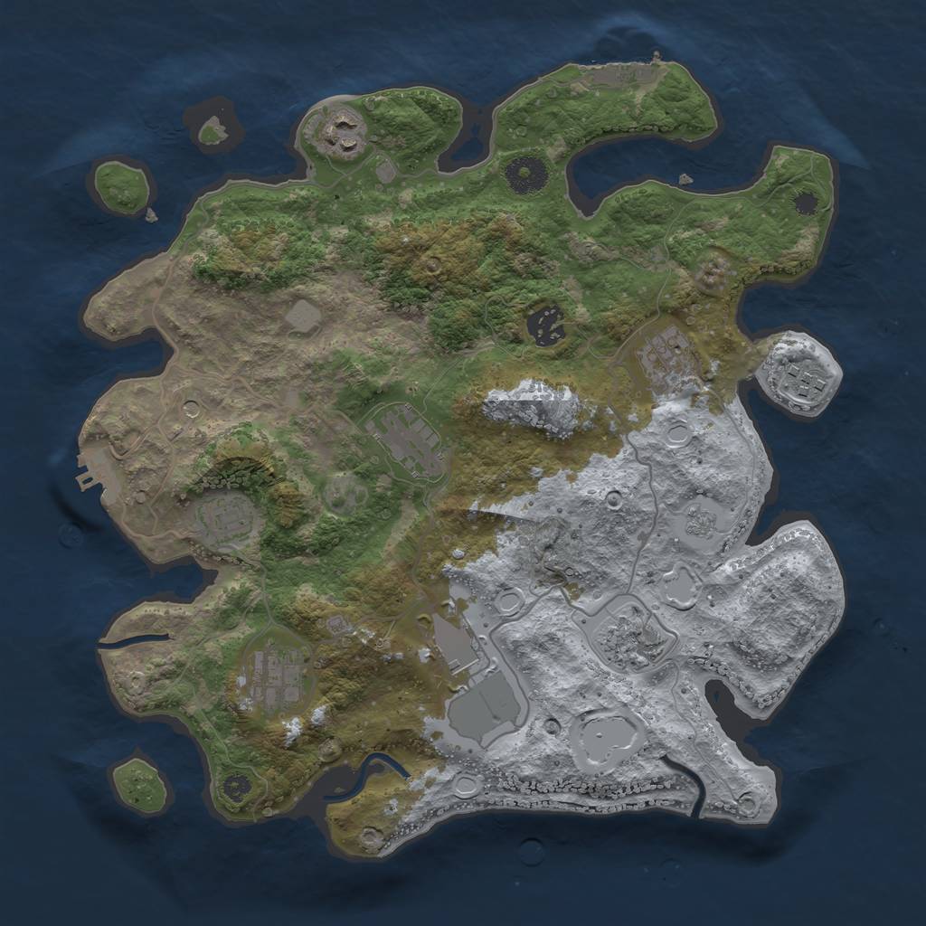 Rust Map: Procedural Map, Size: 3500, Seed: 8669687, 18 Monuments