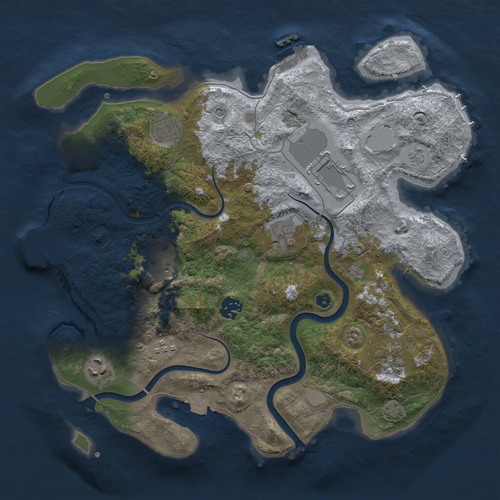 Rust Map: Procedural Map, Size: 3500, Seed: 69532220, 14 Monuments