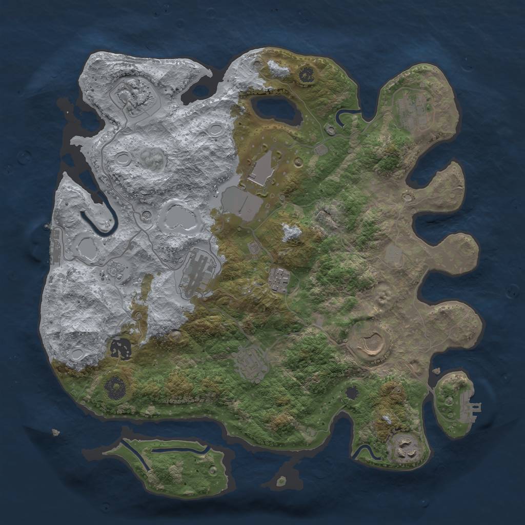 Rust Map: Procedural Map, Size: 3500, Seed: 17036026, 18 Monuments