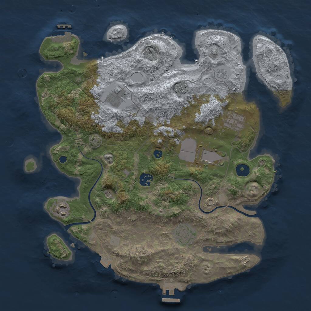 Rust Map: Procedural Map, Size: 3500, Seed: 1605077051, 13 Monuments