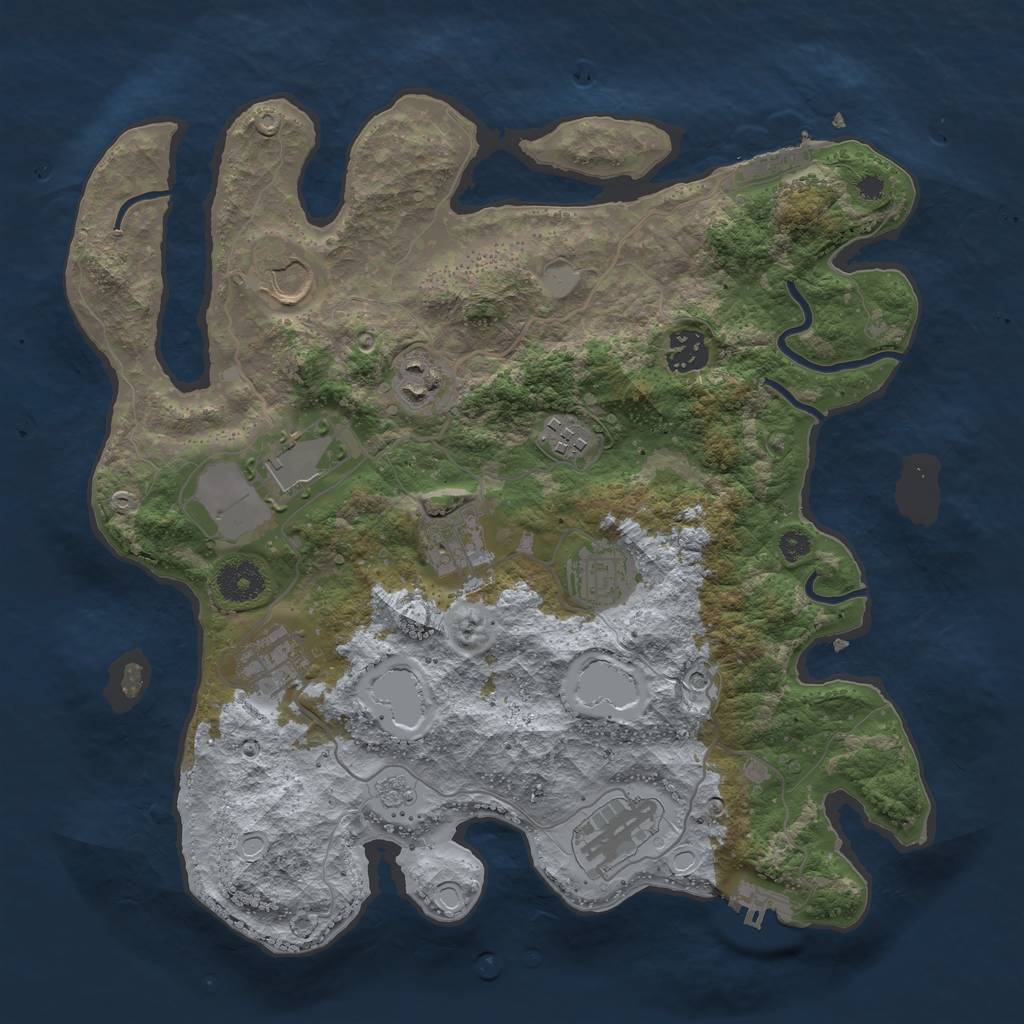 Rust Map: Procedural Map, Size: 3500, Seed: 60436230, 16 Monuments