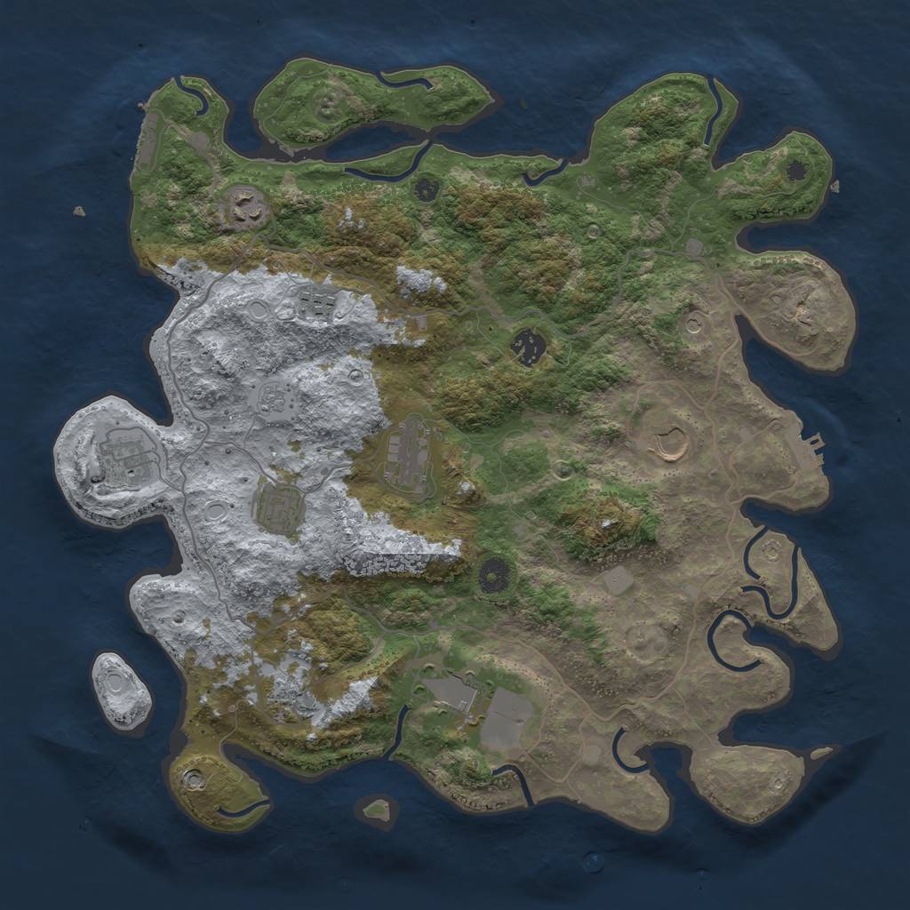 Rust Map: Procedural Map, Size: 4000, Seed: 897412, 18 Monuments