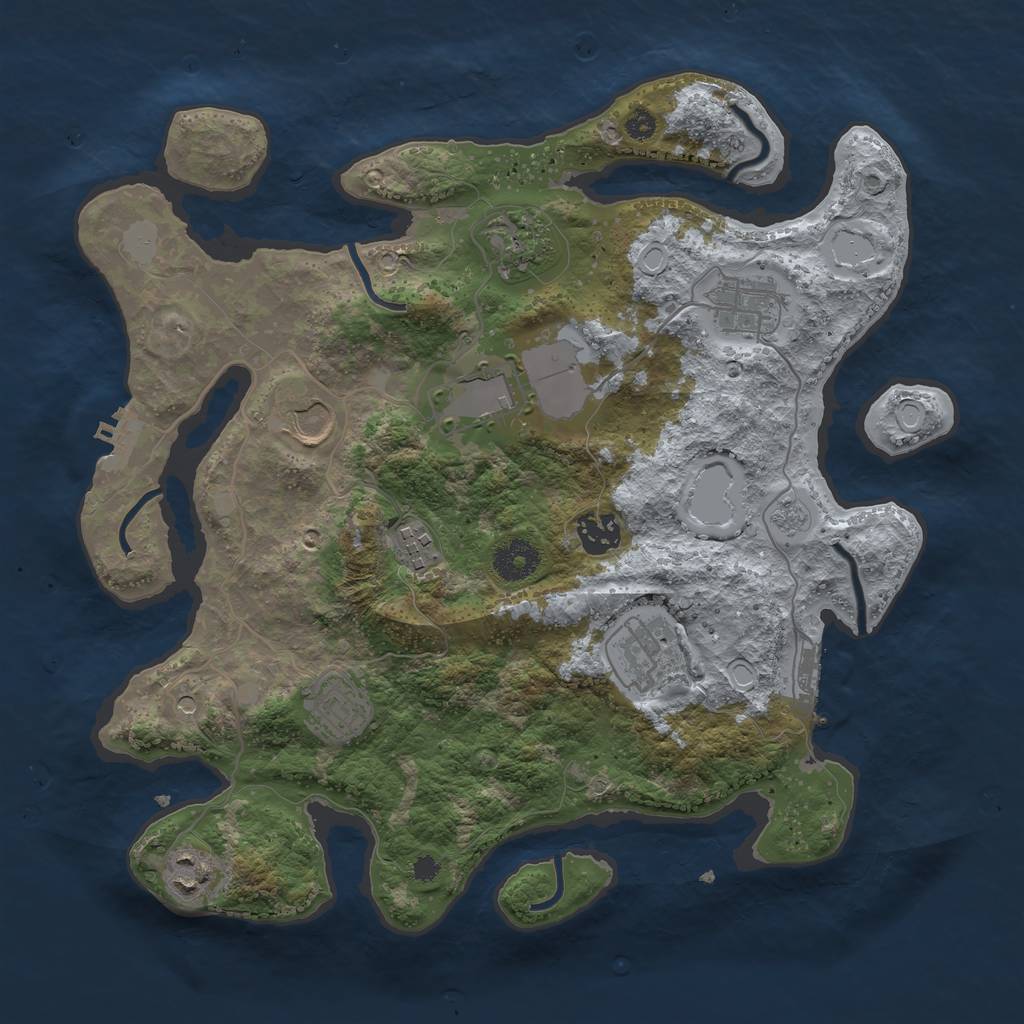 Rust Map: Procedural Map, Size: 3500, Seed: 63335209, 18 Monuments