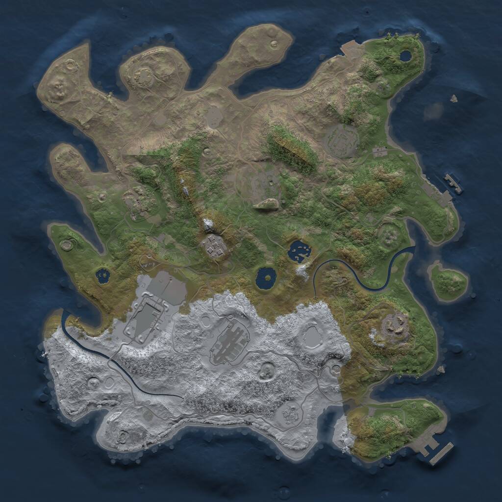 Rust Map: Procedural Map, Size: 3500, Seed: 93421394, 14 Monuments